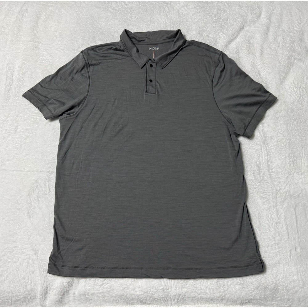 Proof Polo Shirt Mens XL Gray Merino Wool Blend Nylon Snap Button Performance